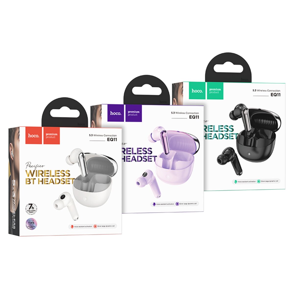 Бездротові навушники HOCO EQ11 Pacifico true wireless BT headset Milky white на малюнкі №4