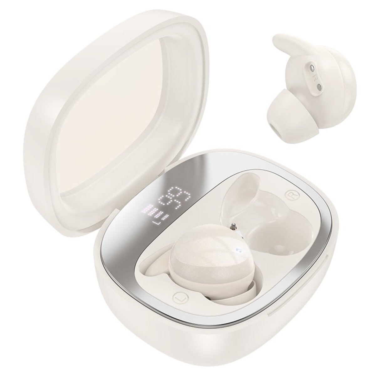 Бездротові навушники HOCO EW65 Shadow true wireless sleep BT headset Milky white на малюнкі №2