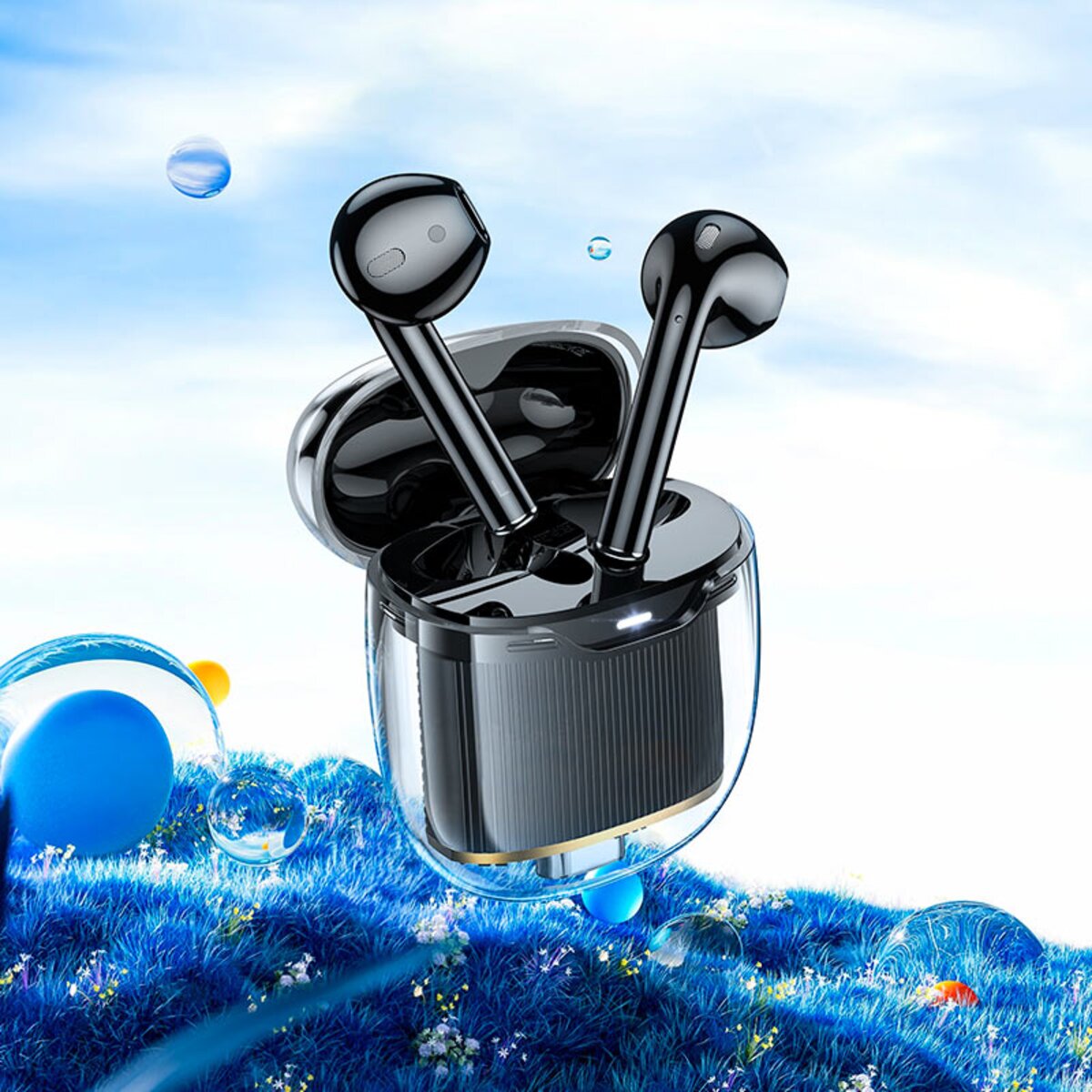 Бездротові навушники HOCO EW52 Lilly true wireless BT headset Black (6942007620536) на картинке №4