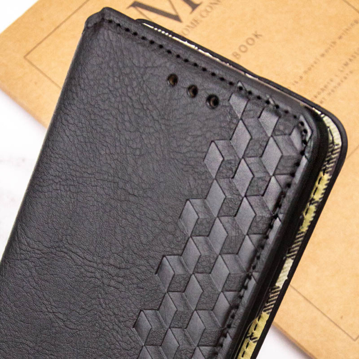 Шкіряний чохол книжка Rubic Leather Samsung Galaxy M15|F15 5G | (Чорний) Фотографія №5 Шкіряний чохол книжка Rubic Leather Samsung Galaxy M15|F15 5G | (Чорний) на малюнкі №5