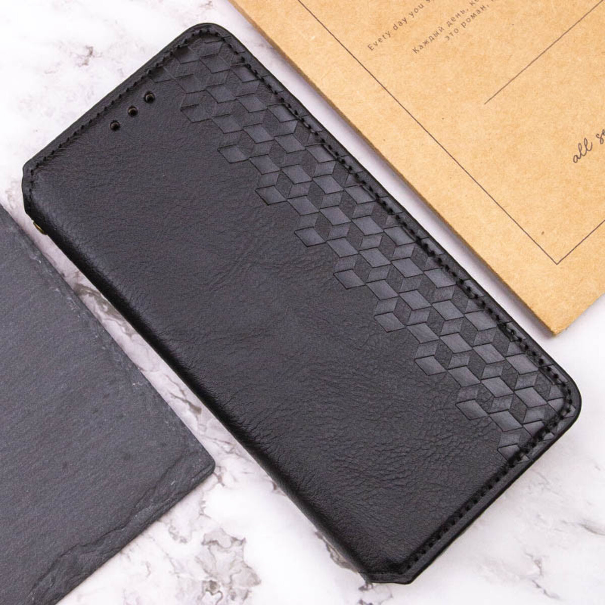 Шкіряний чохол книжка Rubic Leather Samsung Galaxy M15|F15 5G | (Чорний) Фотографія №4 Шкіряний чохол книжка Rubic Leather Samsung Galaxy M15|F15 5G | (Чорний) на малюнкі №4