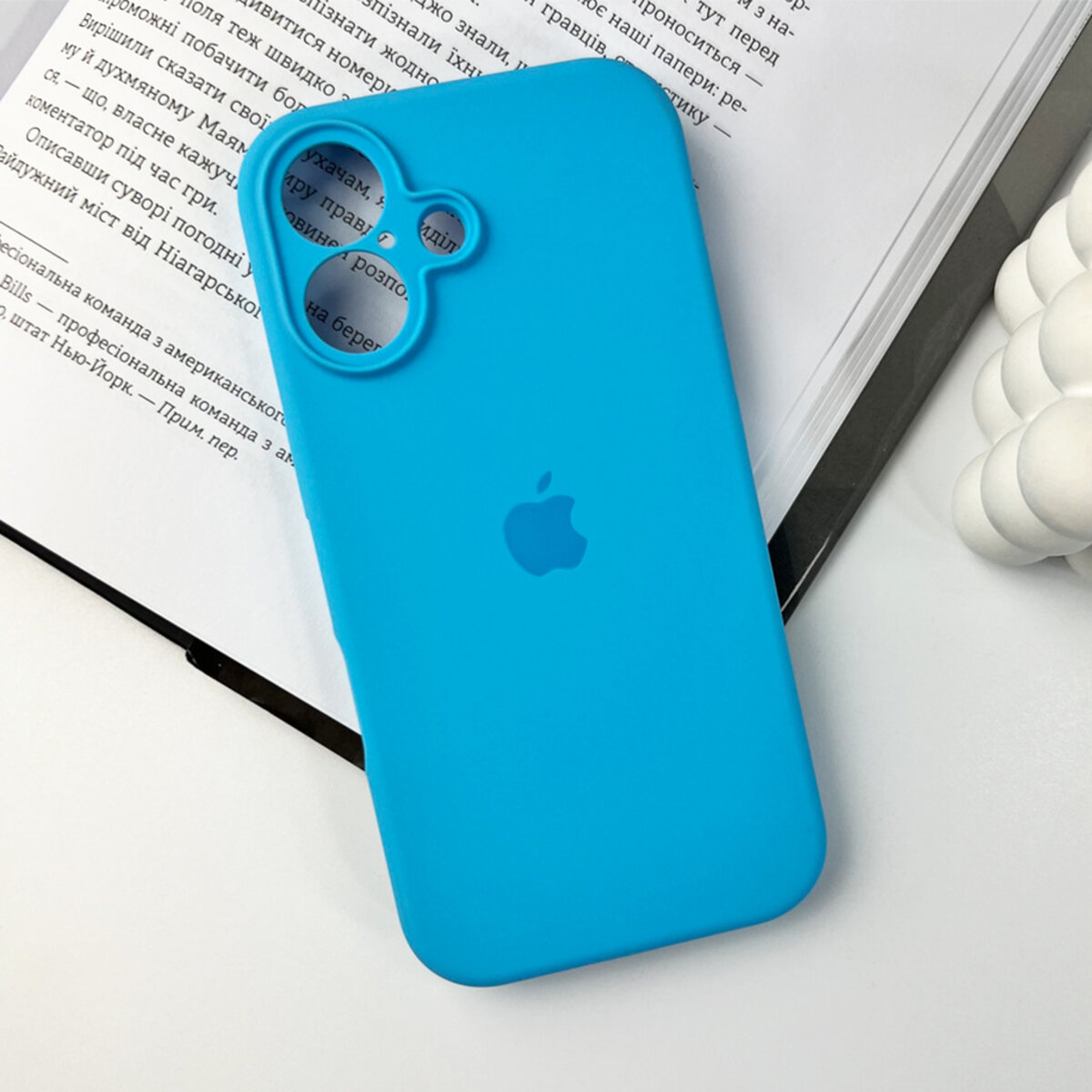 Чехол Silicone Full Case Camera Protect (AA) Apple iPhone 16 (Голубой) на картинке №7
