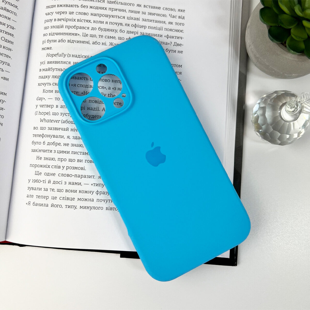 Чехол Silicone Full Case Camera Protect (AA) Apple iPhone 16 Pro Max (Голубой) на картинке №7