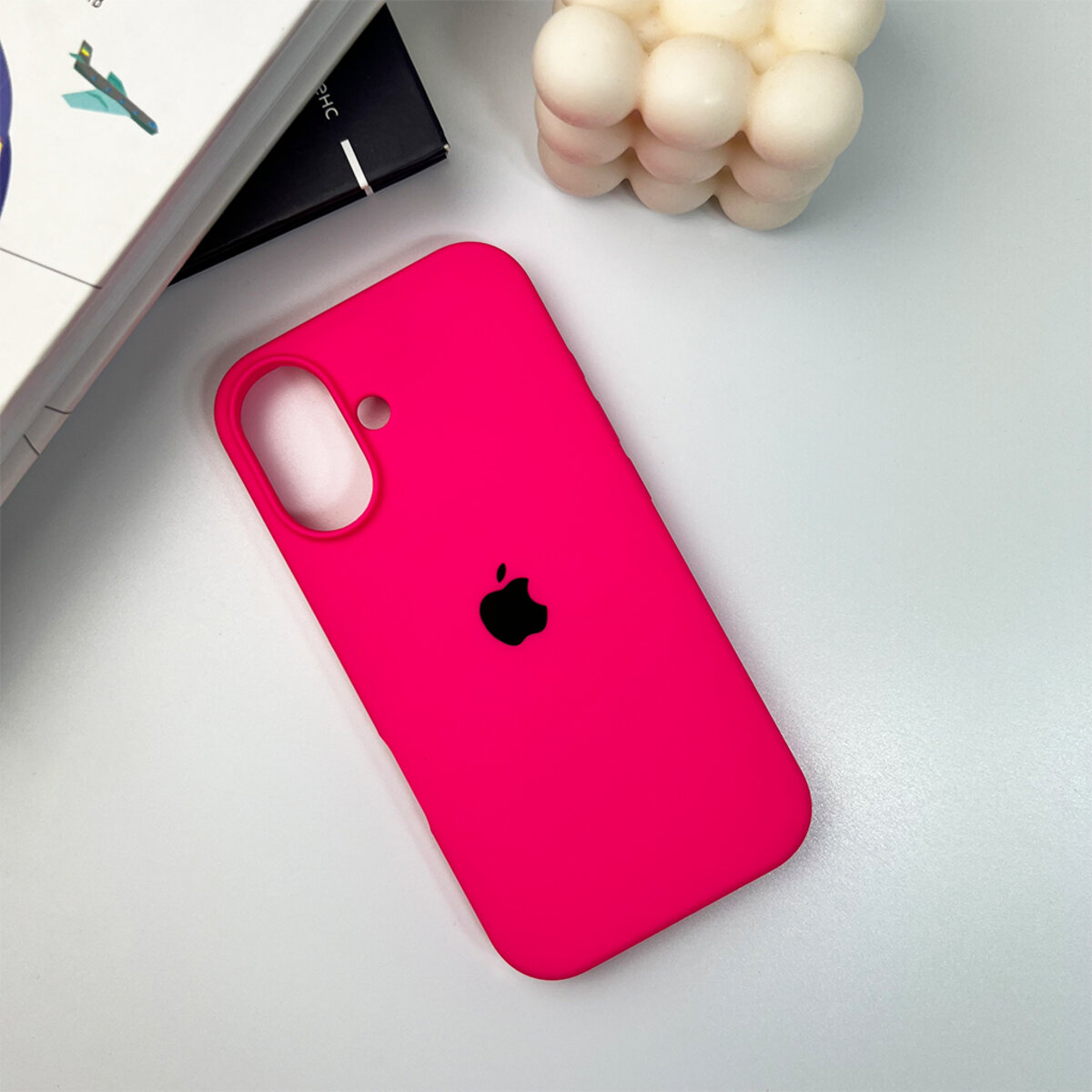Чехол Silicone Full Case AA Open Camera Apple iPhone 16 | Микрофибра (Розовый) на картинке №6