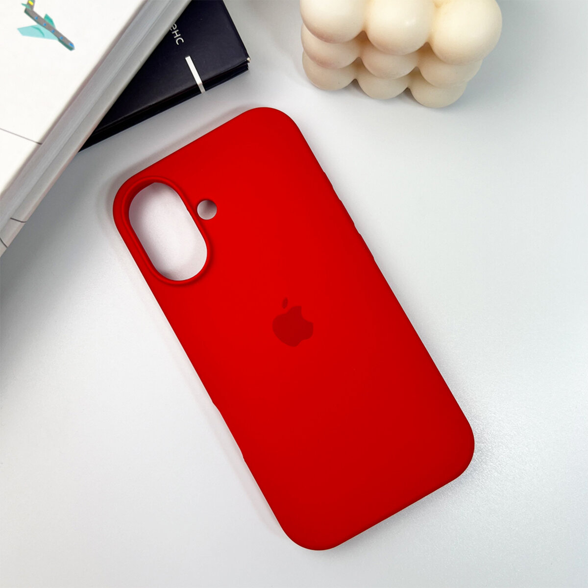 Чехол Silicone Full Case AA Open Camera Apple iPhone 16 | Микрофибра (Красный) на картинке №6