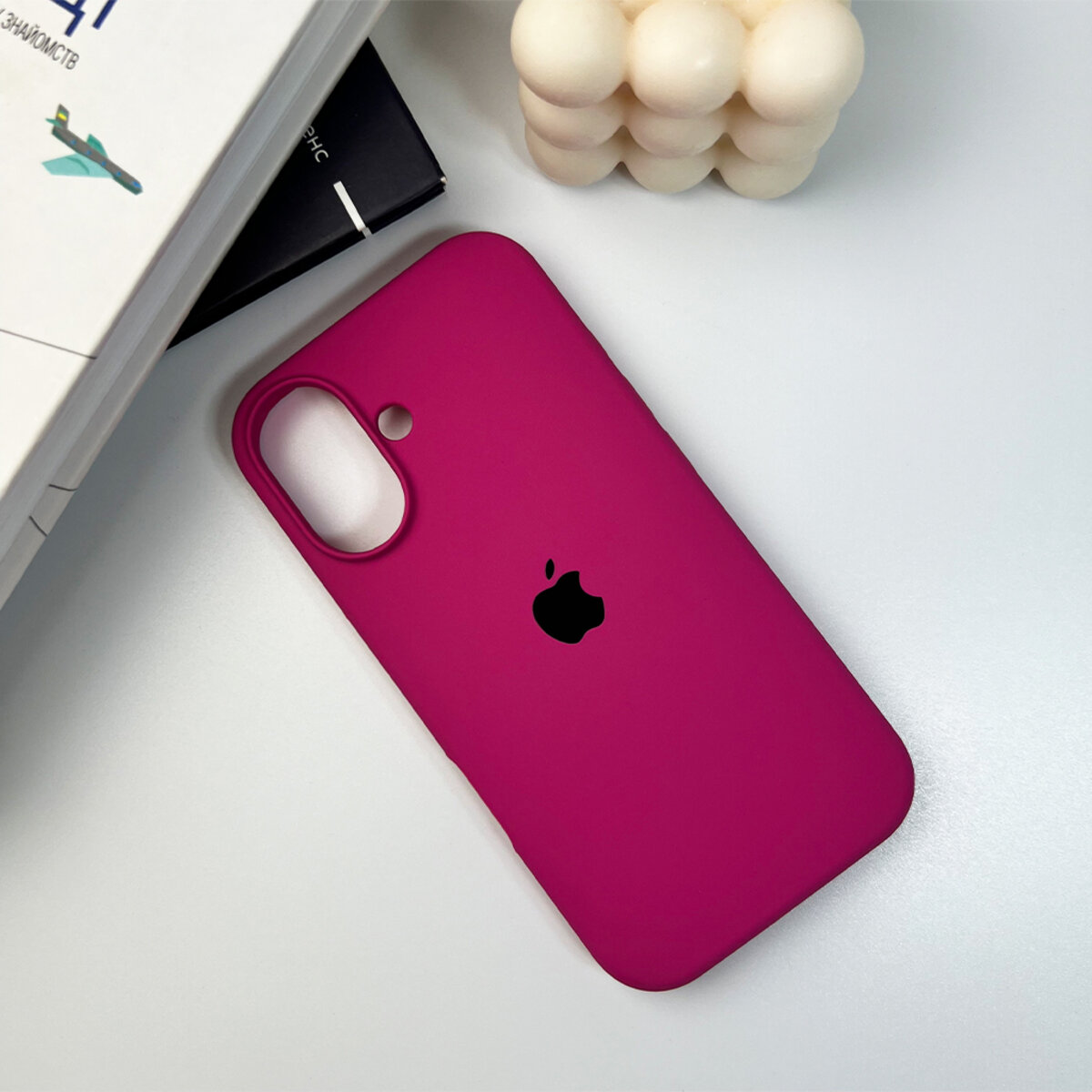 Чехол Silicone Full Case AA Open Camera Apple iPhone 16 | Микрофибра (Розовый) на картинке №6