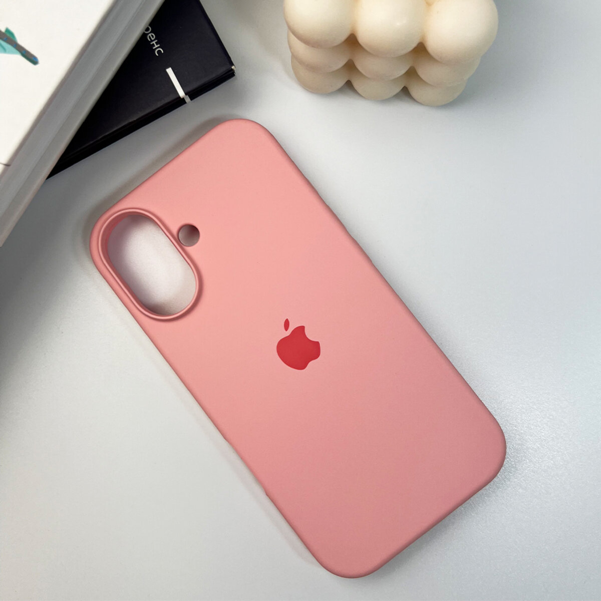 Чехол Silicone Full Case AA Open Camera Apple iPhone 16 | Микрофибра (Розовый) на картинке №6