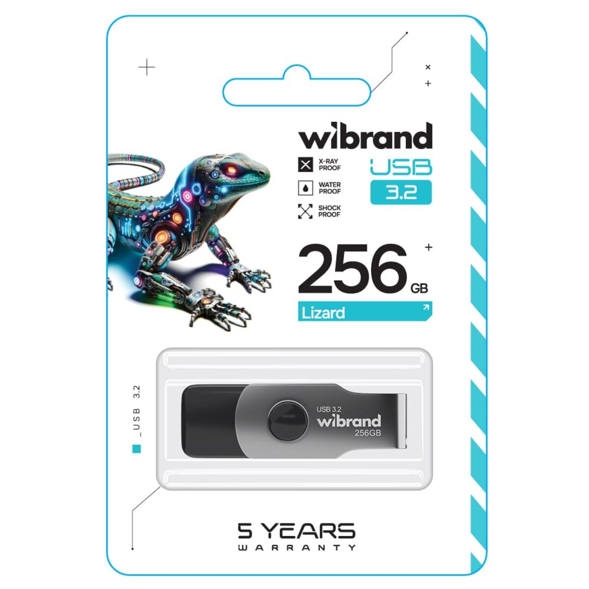 Флеш-накопичувач Wibrand USB 3.2 Gen1 Lizard 256GB Black (WI3.2/LI256P9B) Фото 3 Флеш-накопичувач Wibrand USB 3.2 Gen1 Lizard 256GB Black (WI3.2/LI256P9B) на картинке №3