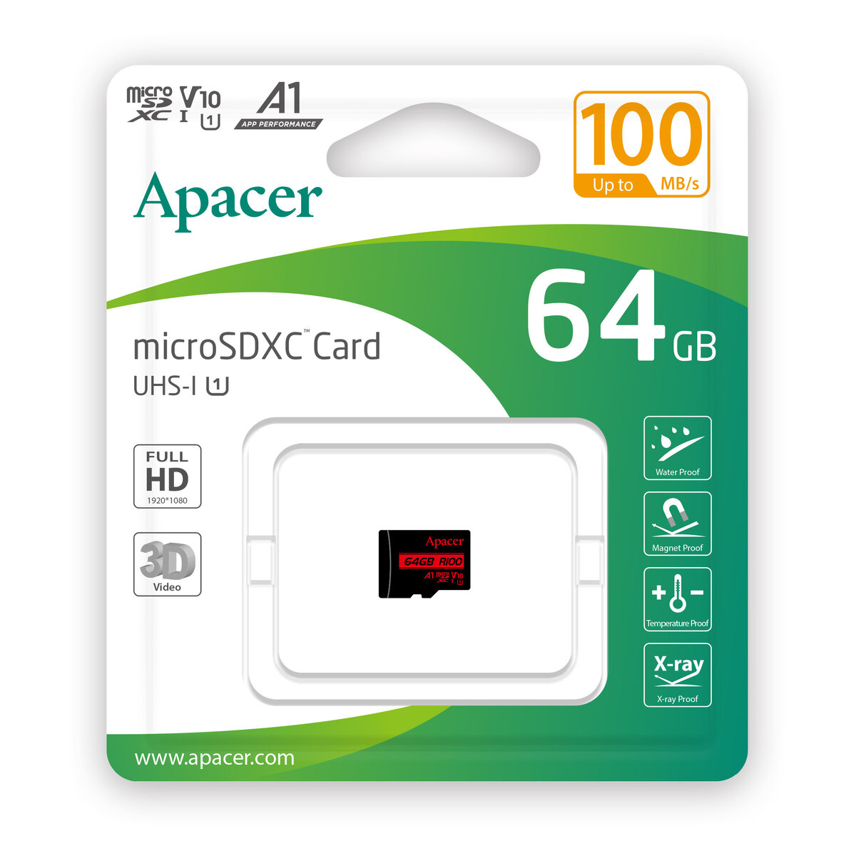 microSDXC (UHS-1) Apacer 64Gb class 10 V10 A1 R100MB/s (AP64GMCSX10UB-RA) Фотография №2 microSDXC (UHS-1) Apacer 64Gb class 10 V10 A1 R100MB/s (AP64GMCSX10UB-RA) смотреть фото №2