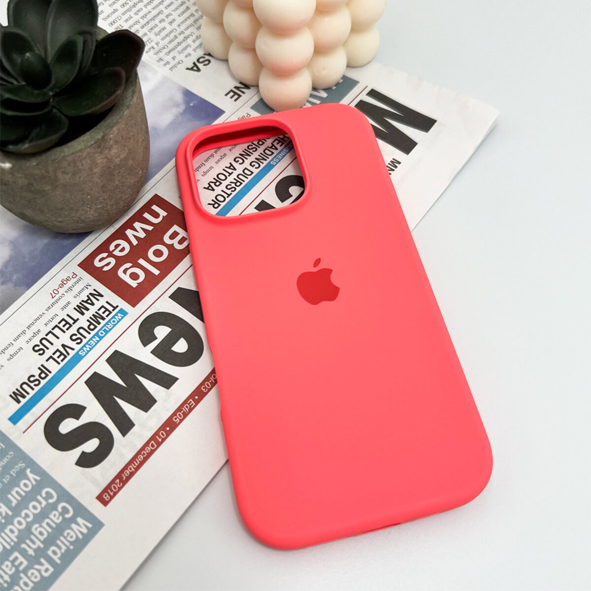 Чохол Silicone Full Case AA Open Camera Apple iPhone 16 Pro Max | Мікрофібра (Рожево-оранжевий) на малюнкі №4