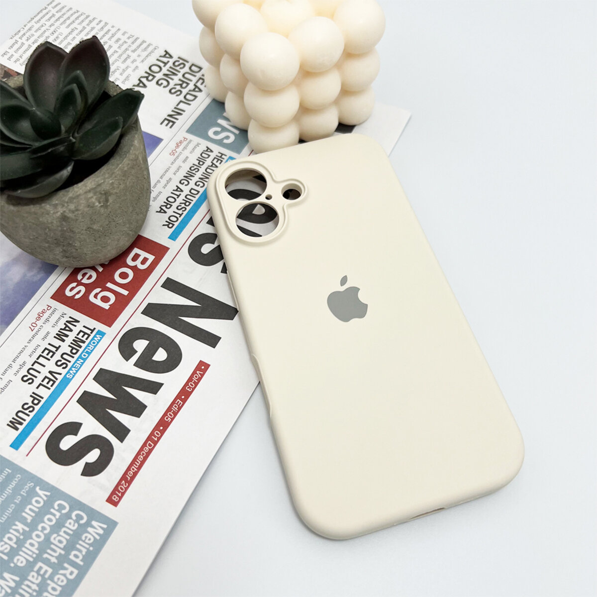 Чехол Silicone Full Case Camera Protect (AA) Apple iPhone 16 (Stone) на картинке №4