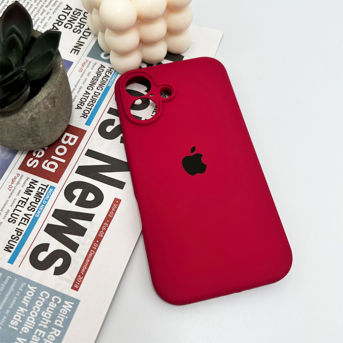 Чехол Silicone Full Case Camera Protect (AA) Apple iPhone 16 (China-Red) на картинке №4