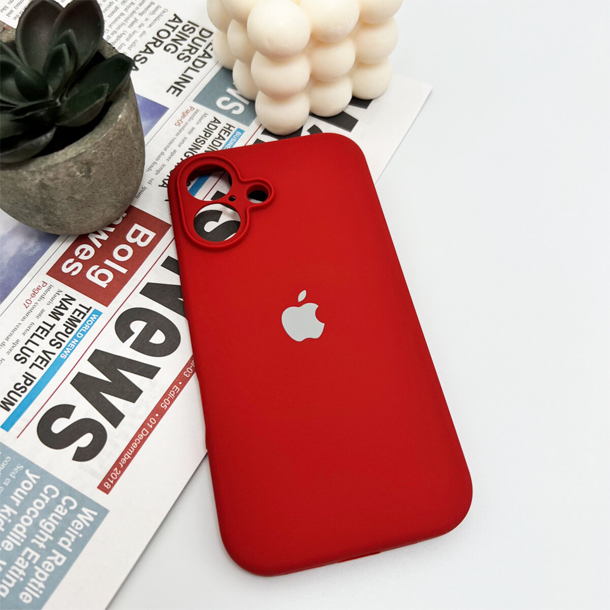 Чехол Silicone Full Case Camera Protect (AA) Apple iPhone 16 (Rose Red) на картинке №4
