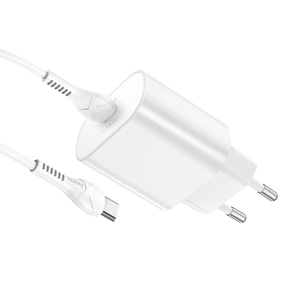 Мережевий зарядний пристрій HOCO N22 Jetta PD25W charger set(Type-C to Type-C)(EU) White на картинке №2