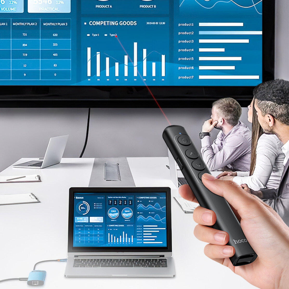 Лазерна указка HOCO GM200 Smart PPT page turning pen Black на малюнкі №8