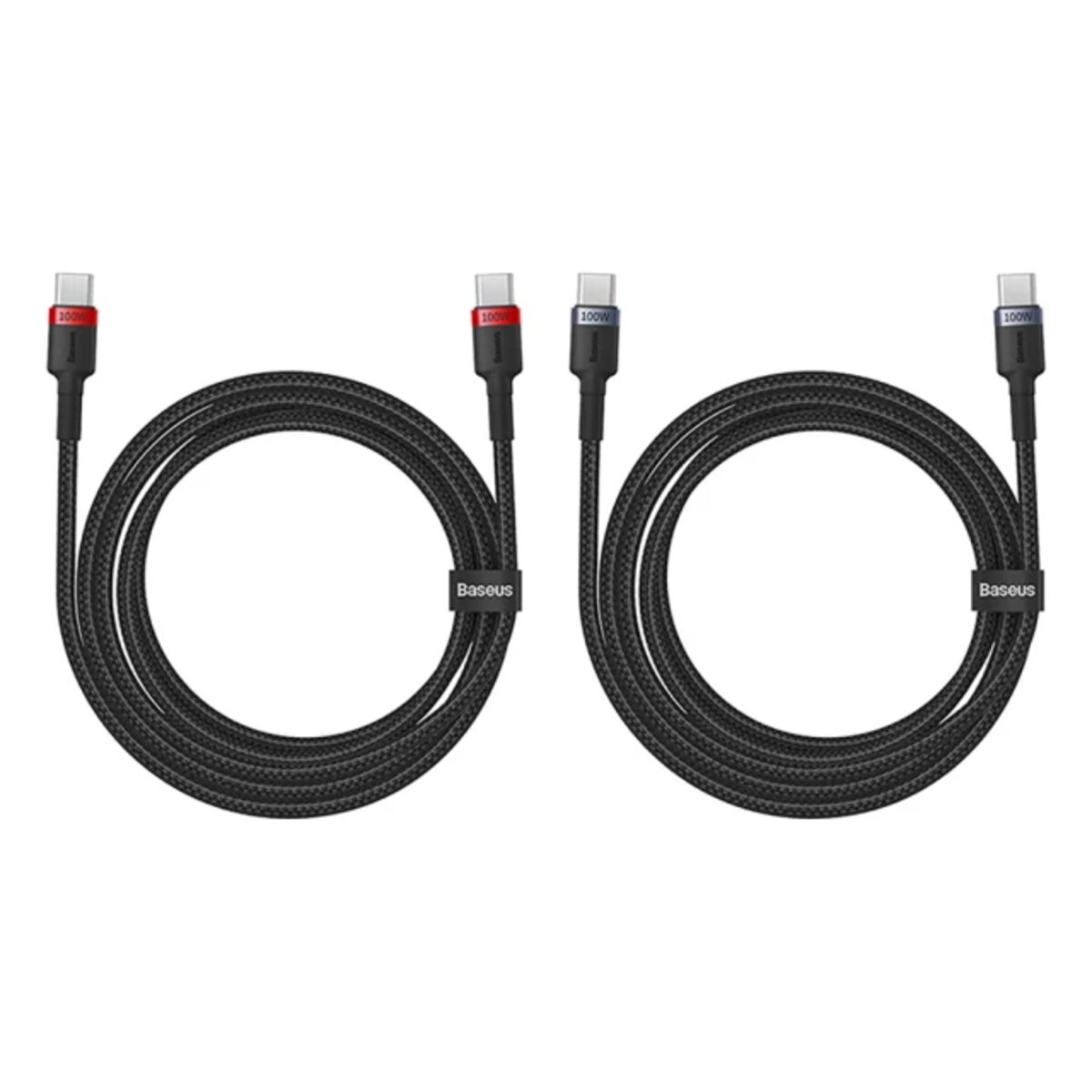 Кабель Baseus Cafule Charging Cable USB-C to USB-C 100W 1m 2pcs Red Black+Grey Black на картинке №6