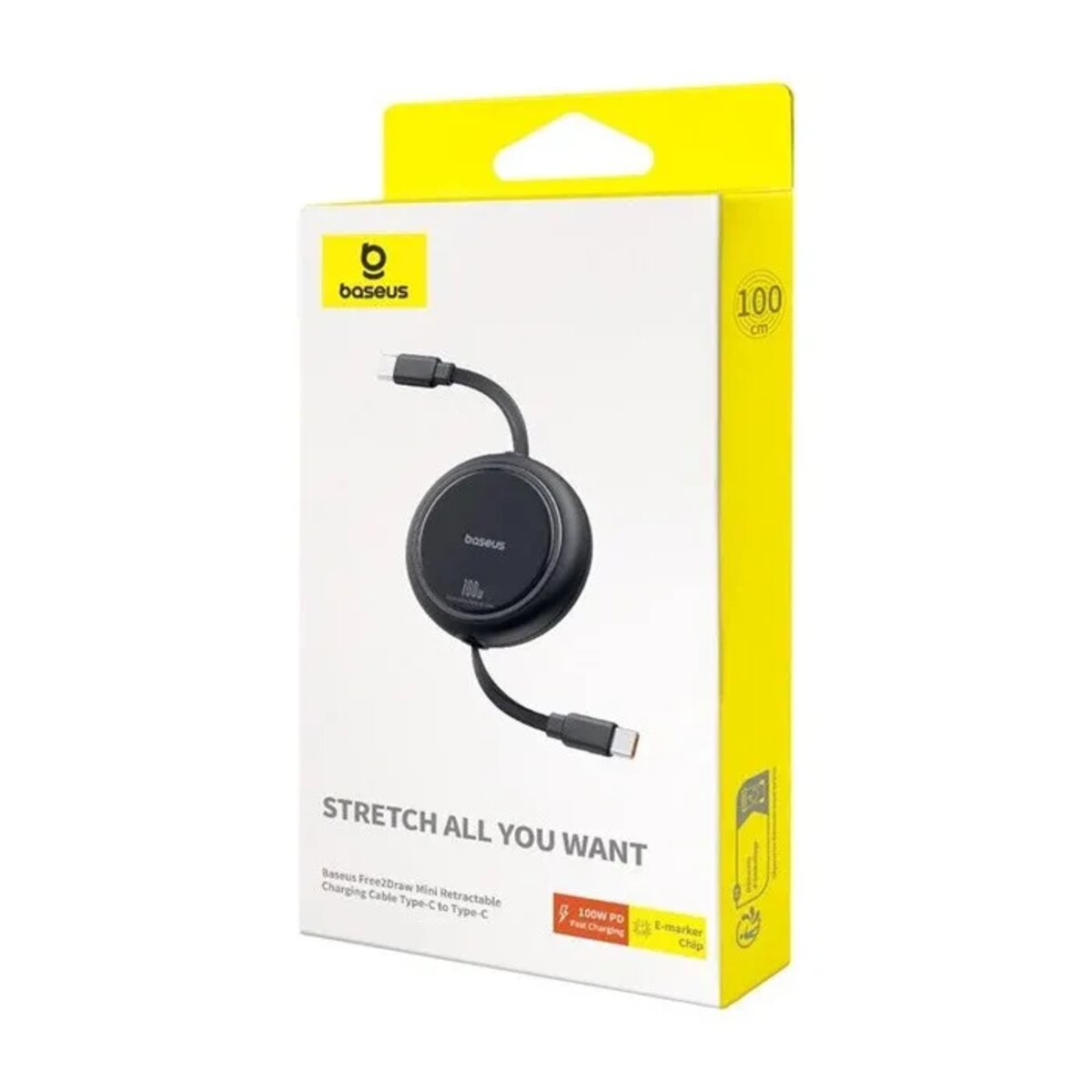 Кабель Baseus Free2Draw Mini Retractable Charging Cable Type-C to Type-C 100W 1m Cluster Black (P10364500111-00) Фотографія №3 Кабель Baseus Free2Draw Mini Retractable Charging Cable Type-C to Type-C 100W 1m Cluster Black (P10364500111-00) на малюнкі №3