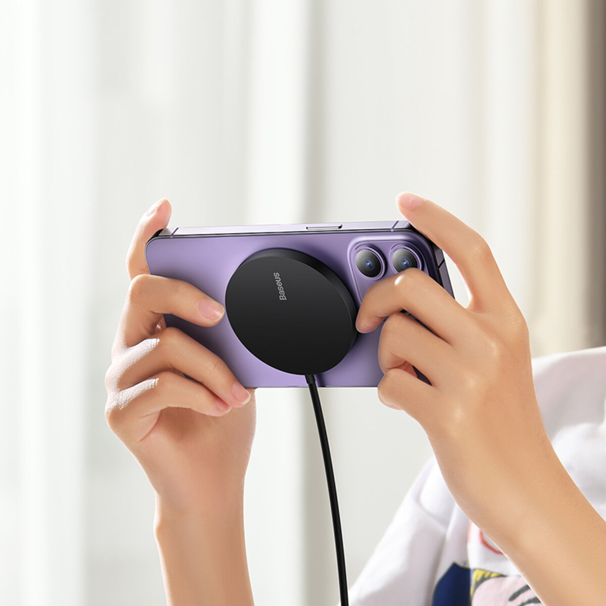 Бездротовий зарядний пристрій Baseus Simple Mini3 Magnetic Wireless Charger 15W Black на малюнкі №7