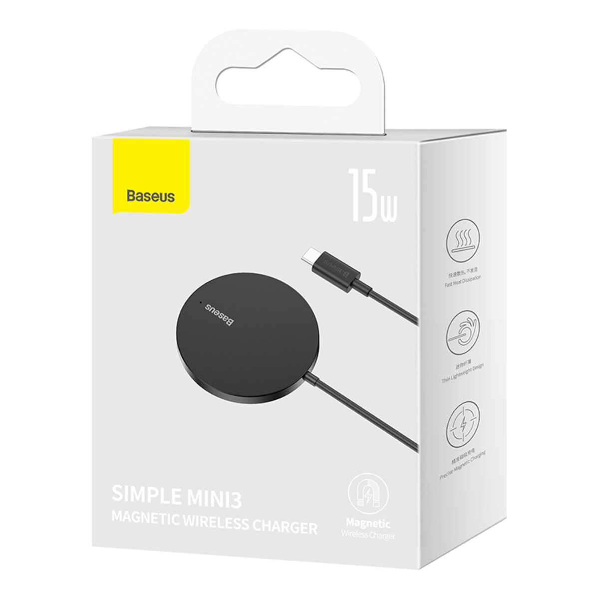 Бездротовий зарядний пристрій Baseus Simple Mini3 Magnetic Wireless Charger 15W Black на малюнкі №2