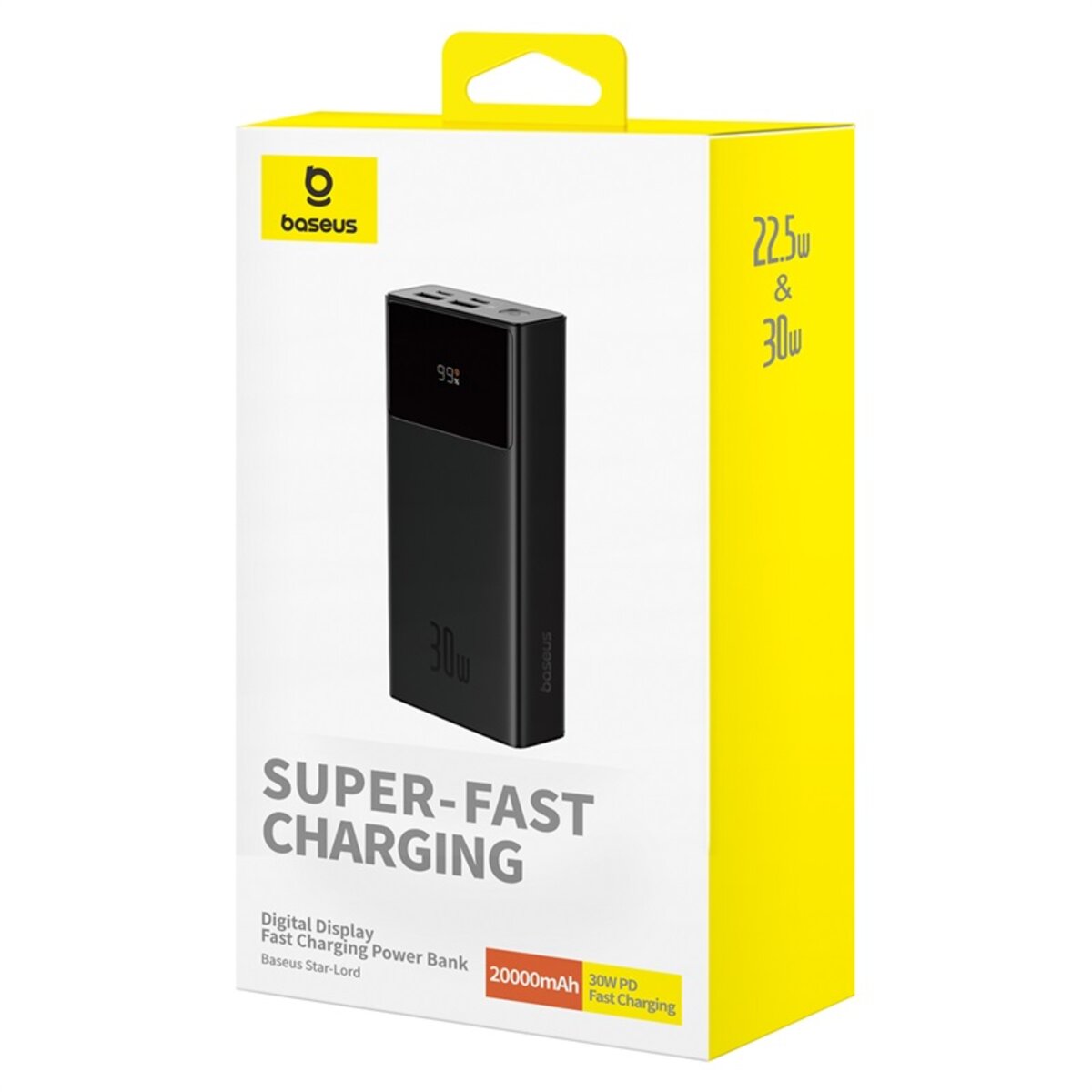 Зовнішній акумулятор Baseus Star-Lord Digital Display Fast Charging Power Bank 20000mAh 30W Cluster Black（With Simple Series Charging Cable USB to Typ на малюнкі №2