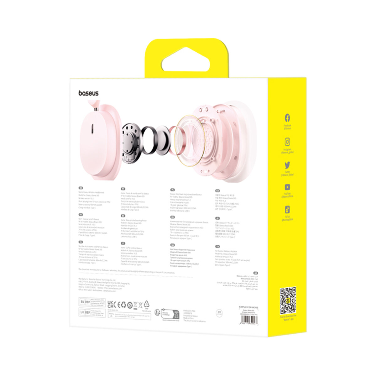 Бездротові навушники Baseus Bowie D05 Wireless Headphones Baby Pink на малюнкі №3