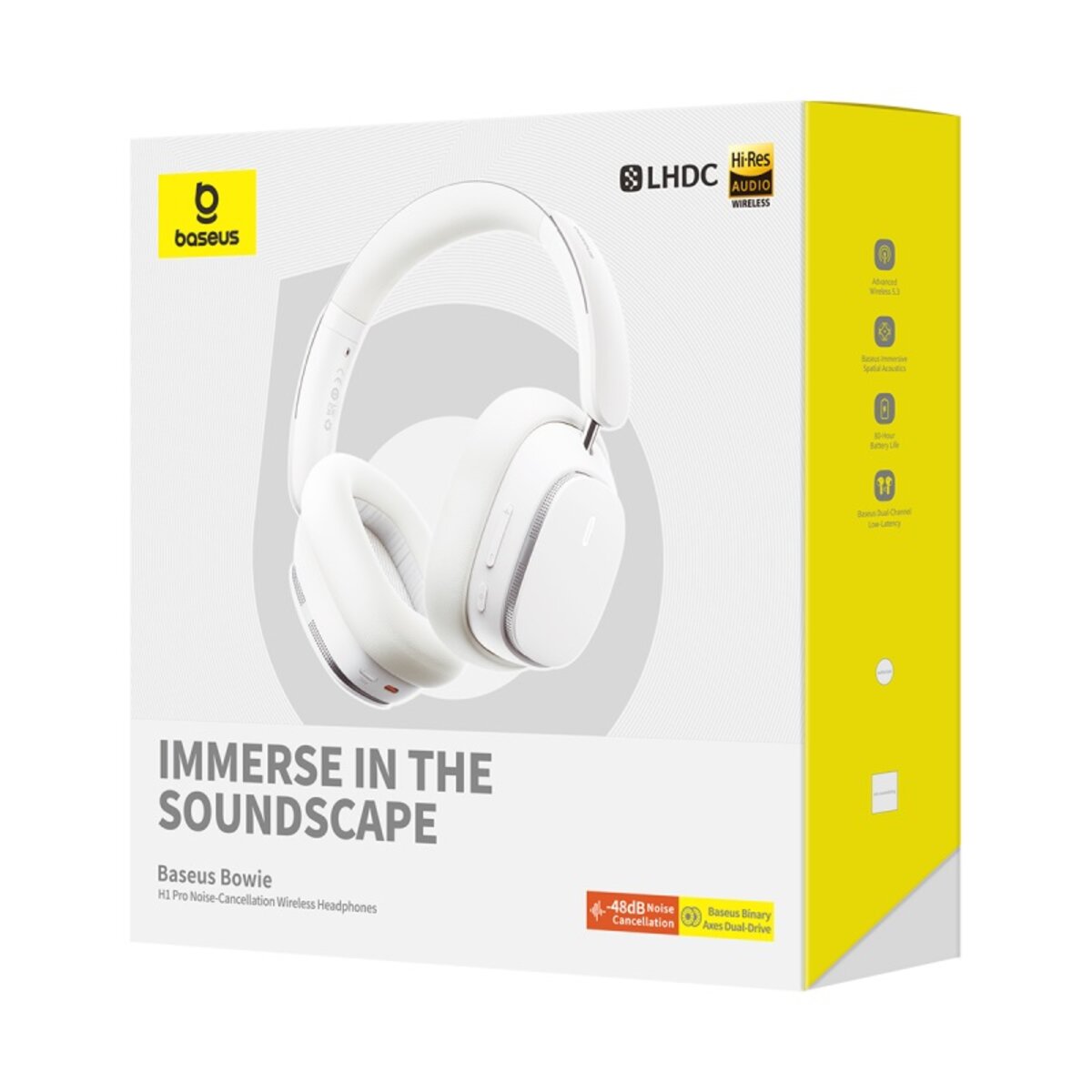 Бездротові навушники Baseus Bowie H1 Pro Noise-Cancellation Wireless Headphones Moon White на малюнкі №2