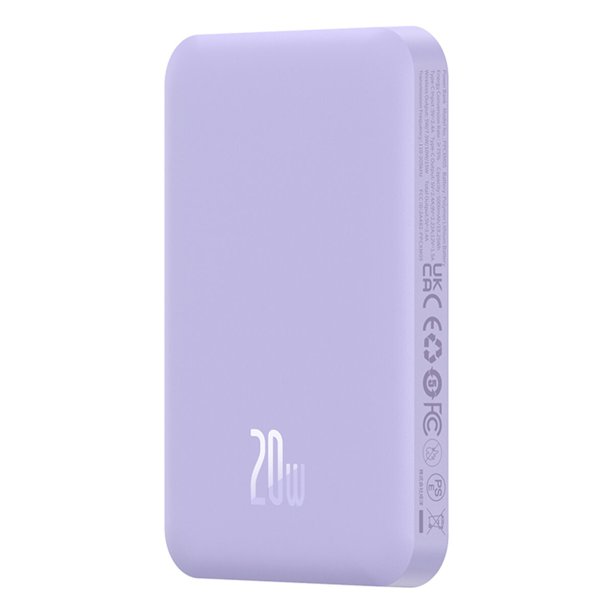 Зовнішній акумулятор Baseus Magnetic Mini Wireless Fast Charge Power Bank 5000mAh 20W Nebula Purple на малюнкі №4