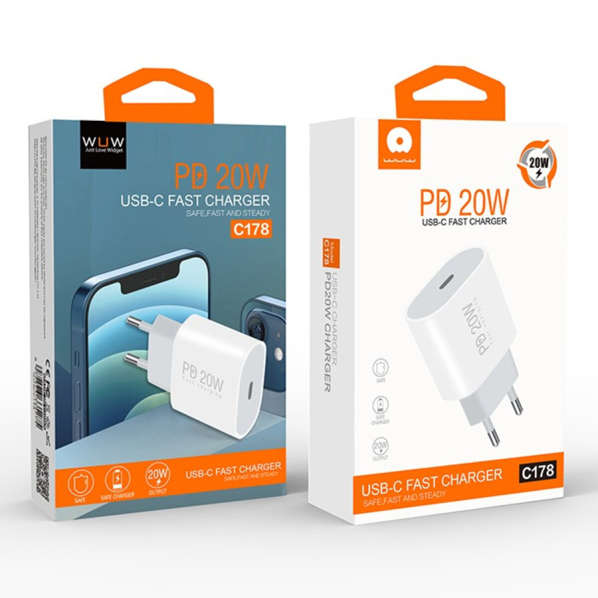 Мережевий зарядний пристрій WUW-C178 1Type-C PD20W  white (WUW-C178) на картинке №5