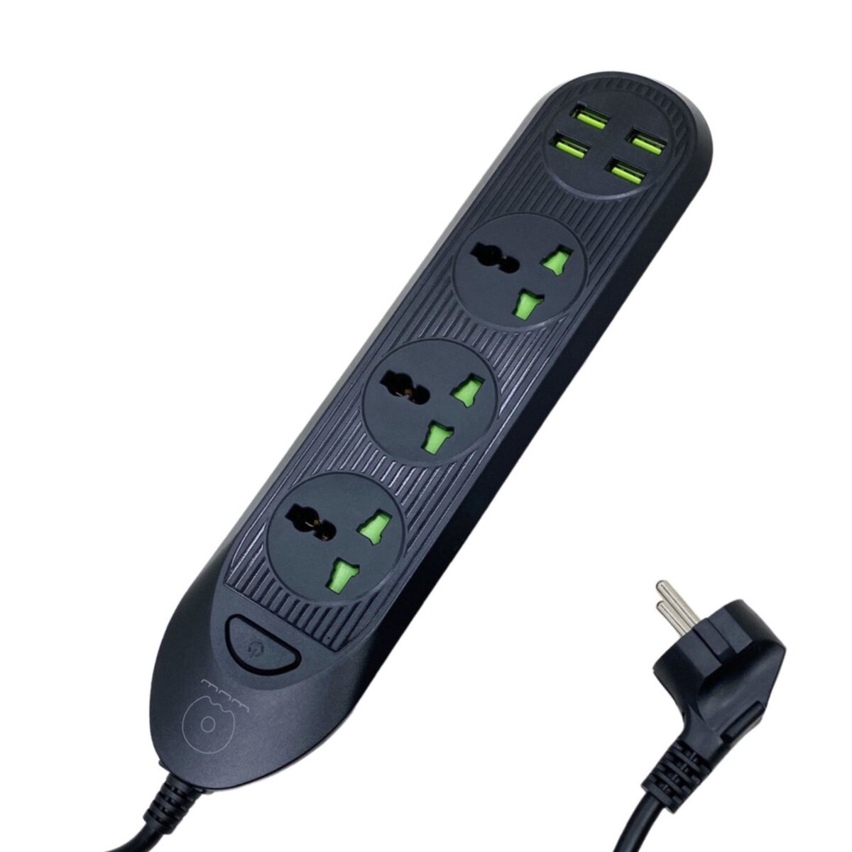 Мережевий подовжувач WUW-C133 4USB+3Socket 2500W 2m black (WUW-C133) на картинке №1