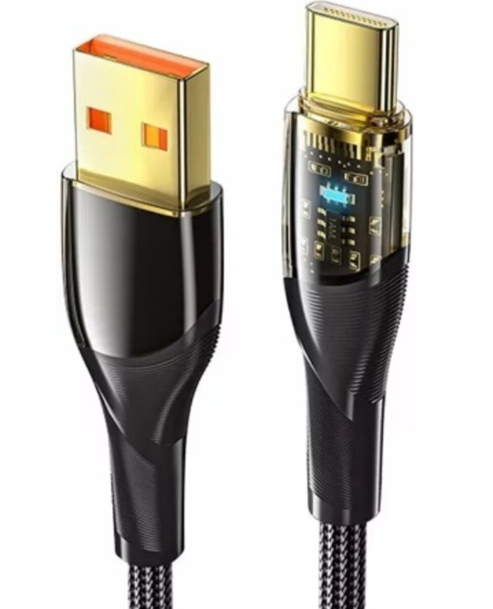 Кабель ESSAGER TD01-P USB to Type-C 100W black (EXCT-TD01-P) Фотографія №1 Кабель ESSAGER TD01-P USB to Type-C 100W black (EXCT-TD01-P) на малюнкі №1