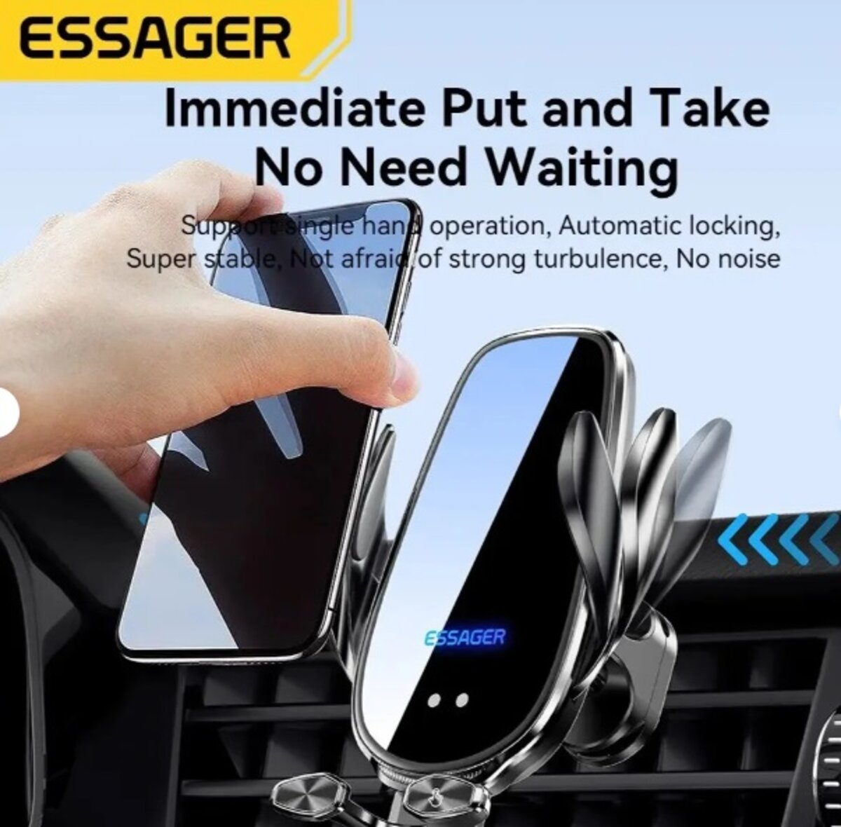 Автотримач для телефона ESSAGER EZJWX-LG01-Z black (EZJWX-LG01-Z) на картинке №1