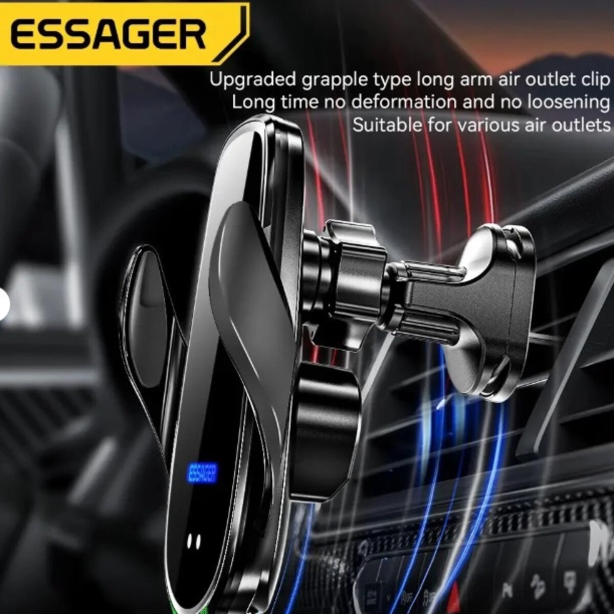 Автотримач для телефона ESSAGER EZJWX-LG01-Z black (EZJWX-LG01-Z) на картинке №5