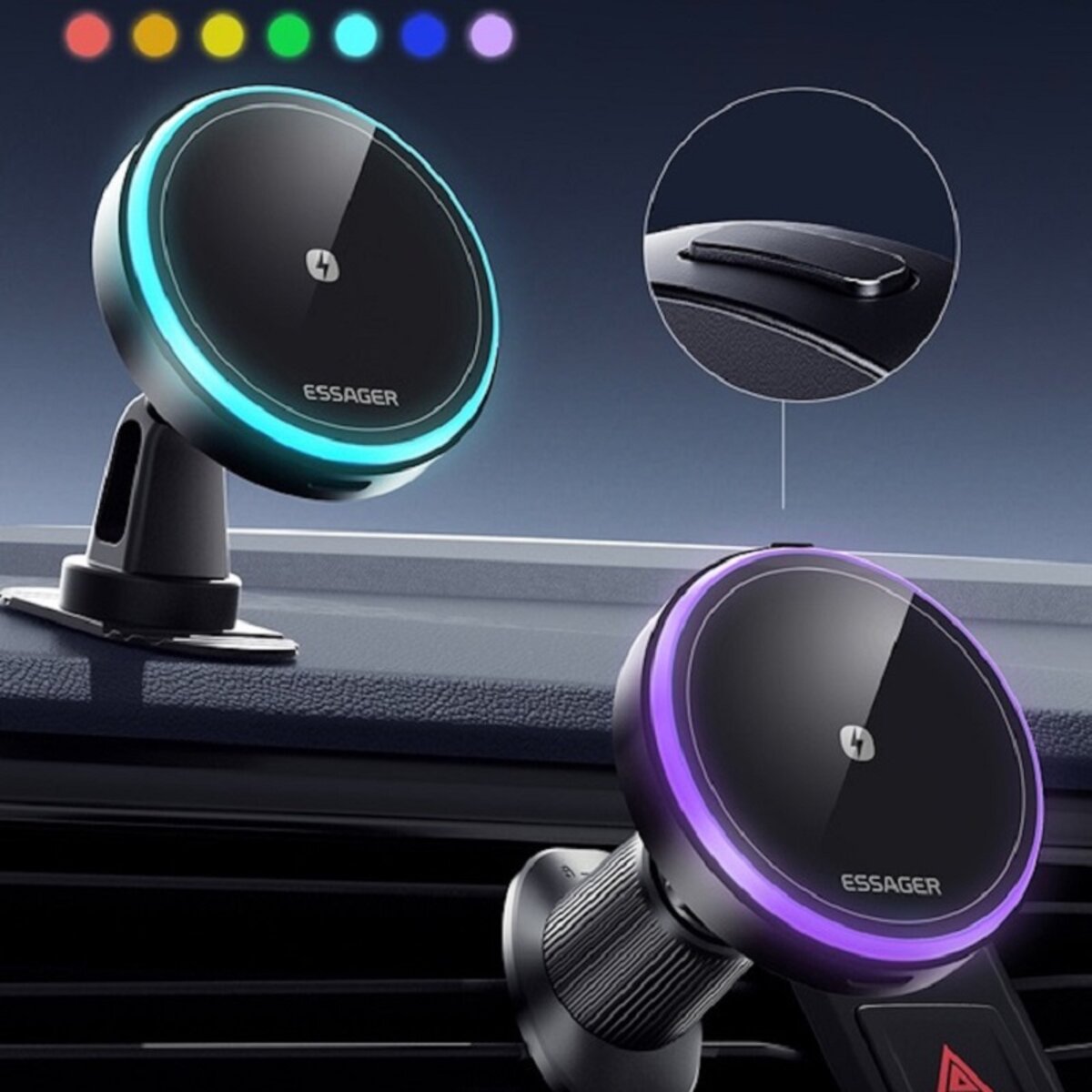 Автотримач для телефона ESSEGER element magnetic wireless charging car holder 15W black (EZJCFK-YS01-Z) на картинке №6
