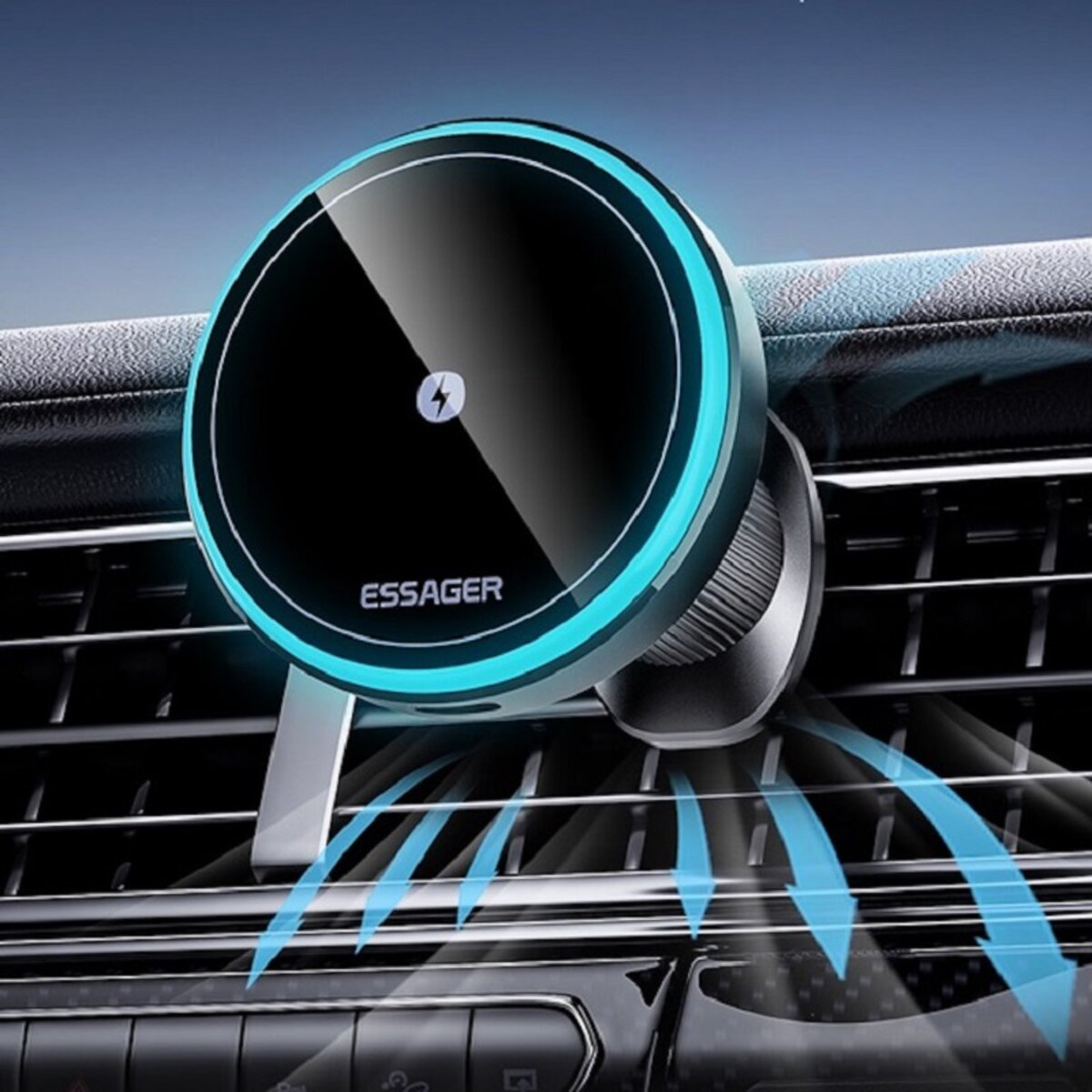 Автотримач для телефона ESSEGER element magnetic wireless charging car holder 15W black (EZJCFK-YS01-Z) на картинке №4