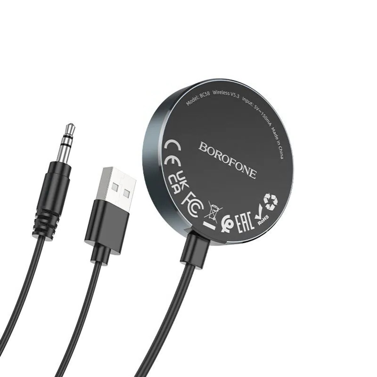 Bluetooth-ресивер BOROFONE BC58 Gamble car AUX BT receiver with cable Metal Gray (6941991113208) на картинке №4