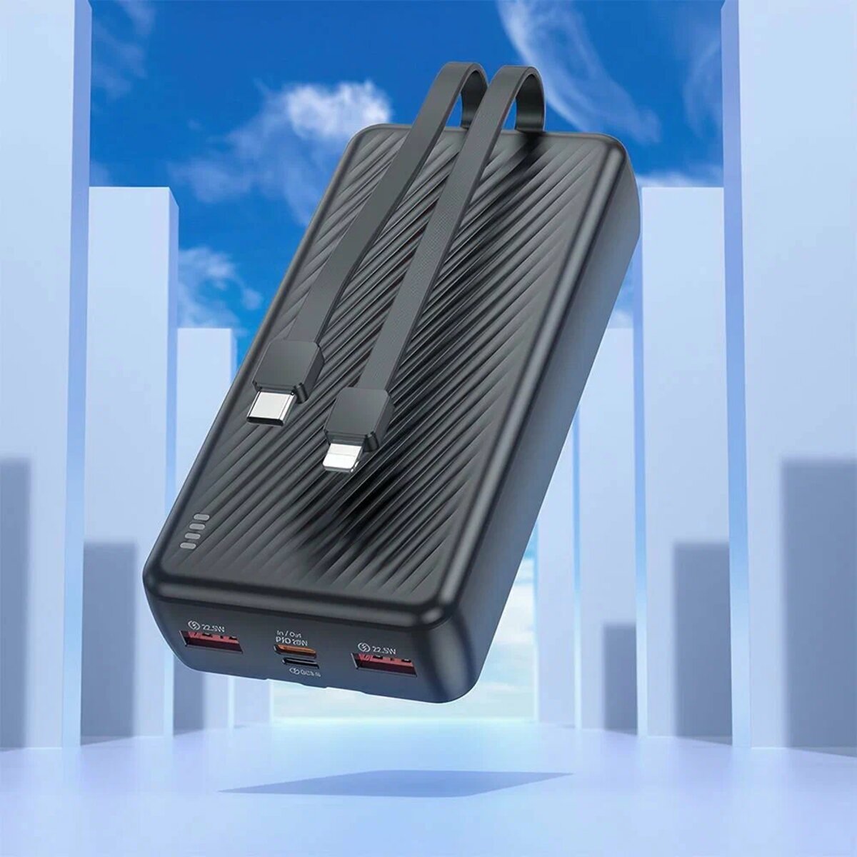 Зовнішній акумулятор BOROFONE BJ57A Graceful 22.5W+PD20W fully compatible power bank with cable (20000mAh) Black на картинке №4