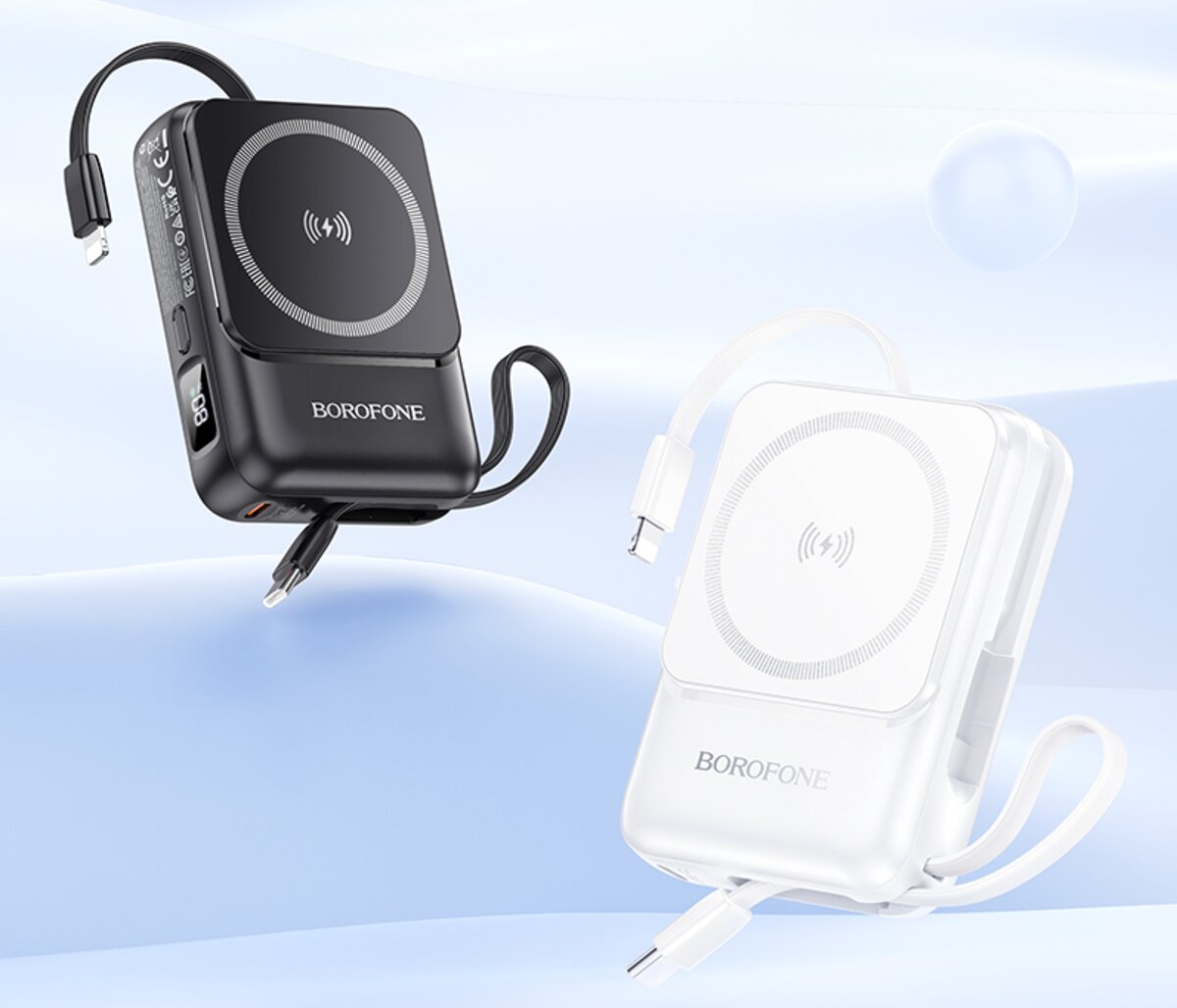 Зовнішній акумулятор BOROFONE BJ59 Refined 22.5W+PD20W fully compatible power bank with magnetic cable (10000mAh) Black (6941991112744) на картинке №5