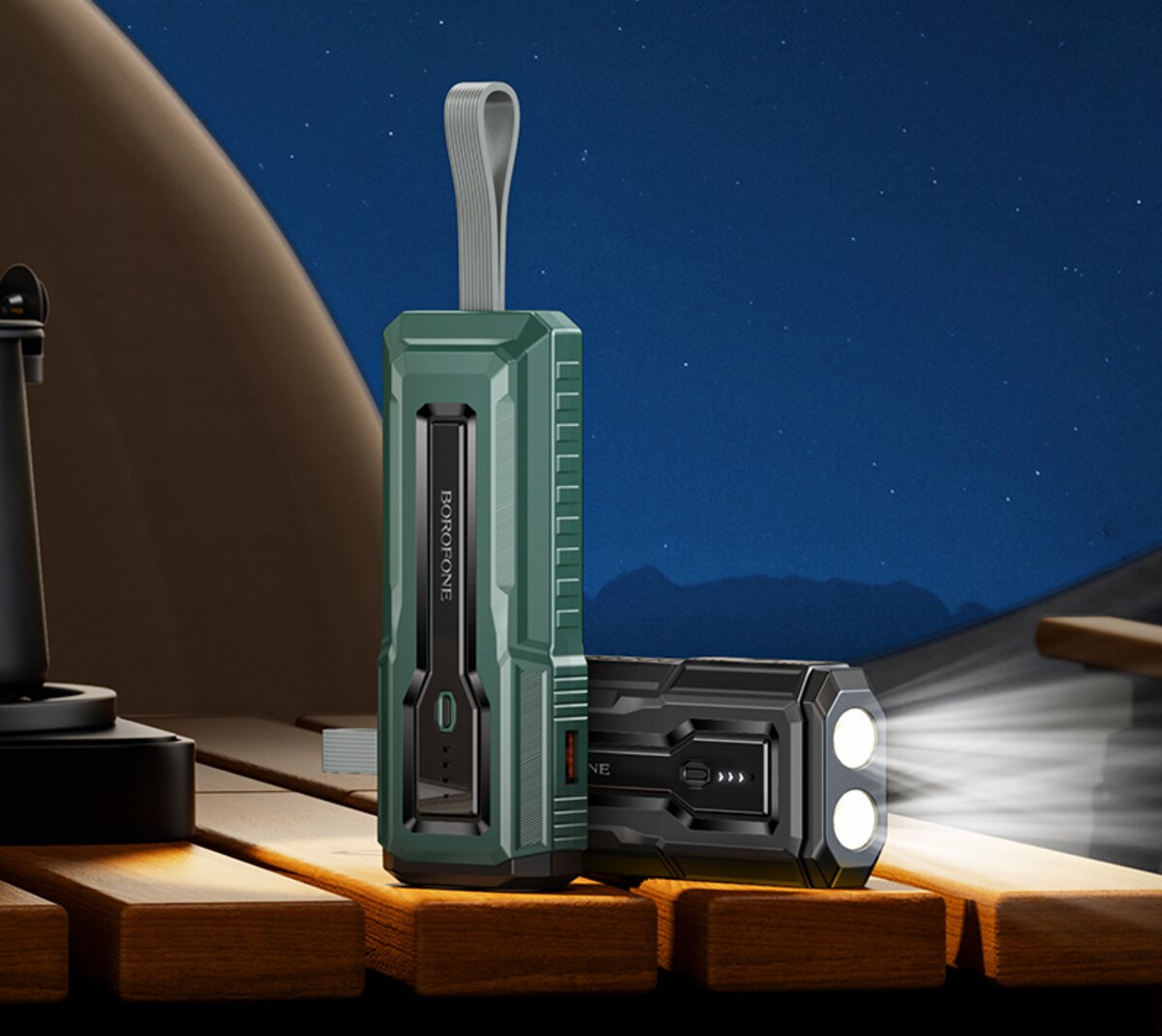 Зовнішній акумулятор BOROFONE BJ54 Graceful 22.5W+PD20W fully compatible flashlight power bank (10000mAh) Black (6941991111617) на картинке №5