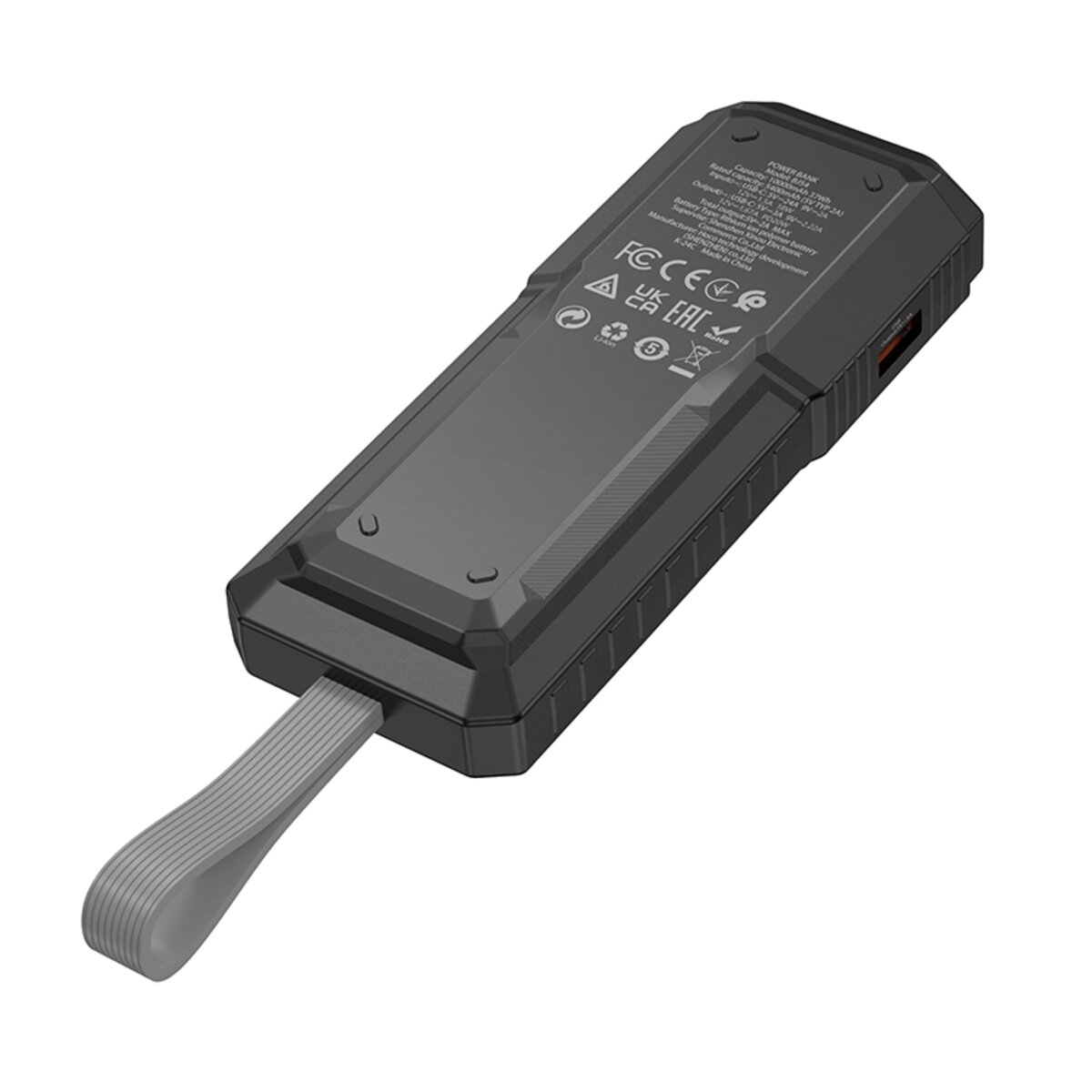 Зовнішній акумулятор BOROFONE BJ54 Graceful 22.5W+PD20W fully compatible flashlight power bank (10000mAh) Black (6941991111617) на картинке №3