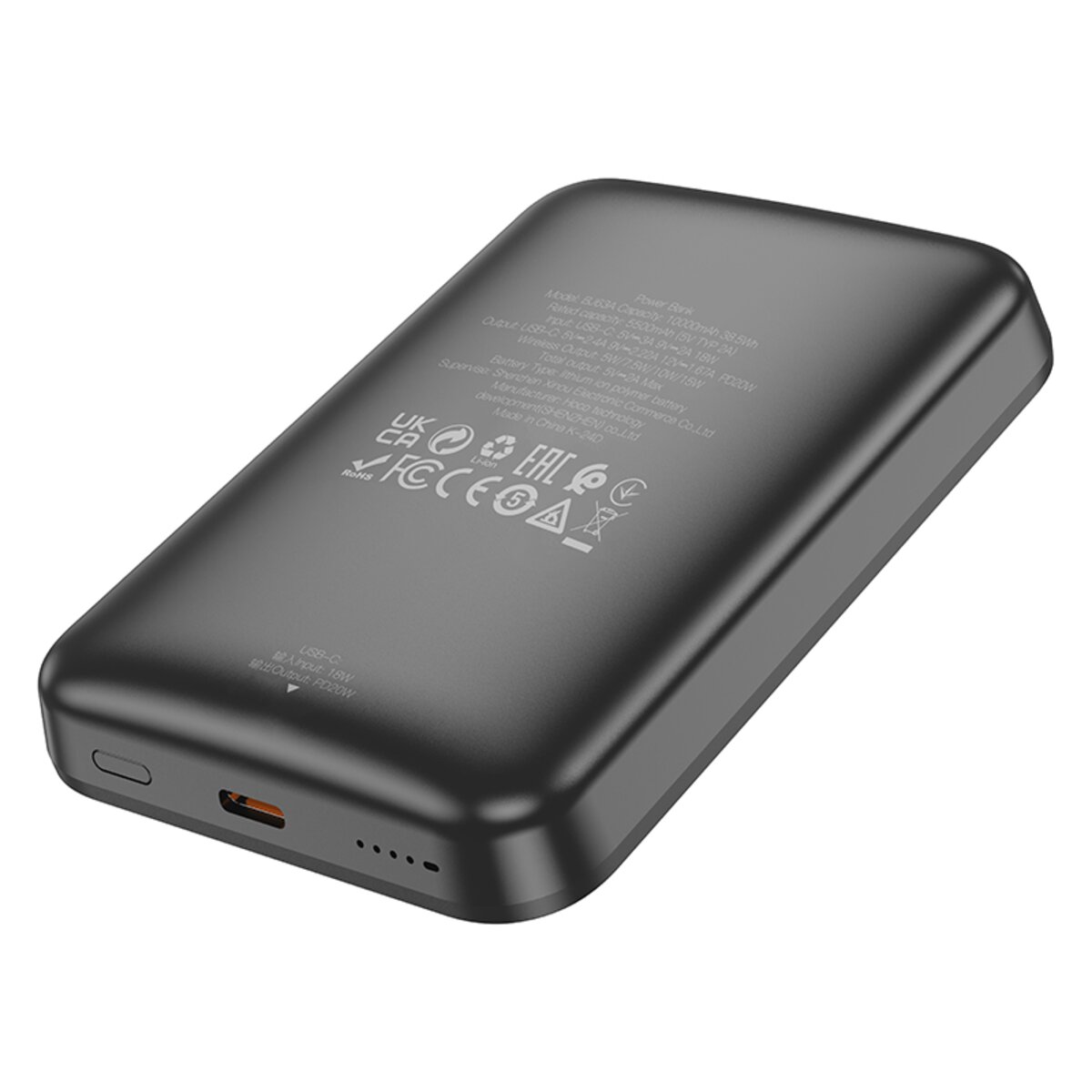 Зовнішній акумулятор BOROFONE BJ63A Nimble PD20W magnetic power bank (10000mAh) Black (6941991113949) на картинке №2