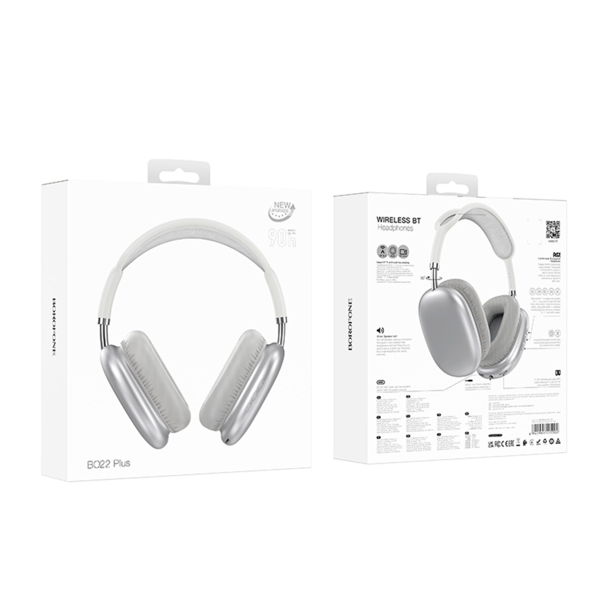Бездротові навушники BOROFONE BO22 Plus Elegant BT headphones Silver Фотографія №4 Бездротові навушники BOROFONE BO22 Plus Elegant BT headphones Silver на малюнкі №4