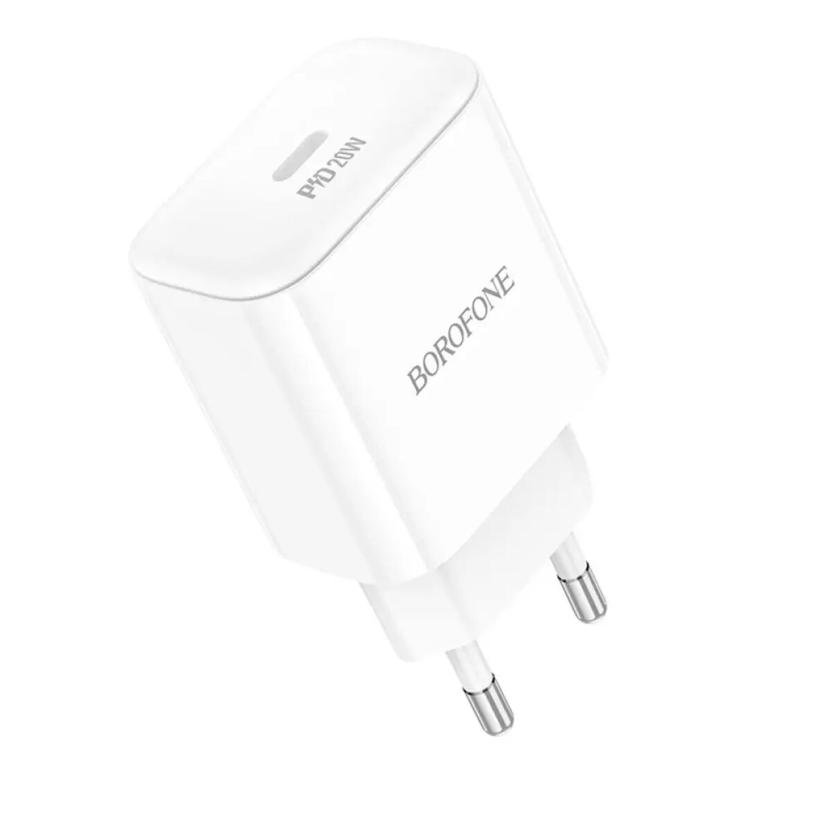 Мережевий зарядний пристрій BOROFONE BA81A single port PD20W charger(EU) White Фотографія №4 Мережевий зарядний пристрій BOROFONE BA81A single port PD20W charger(EU) White на малюнкі №4