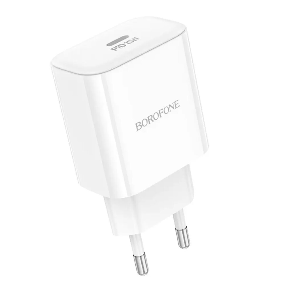 Мережевий зарядний пристрій BOROFONE BA81A single port PD20W charger(EU) White Фотографія №2 Мережевий зарядний пристрій BOROFONE BA81A single port PD20W charger(EU) White на малюнкі №2