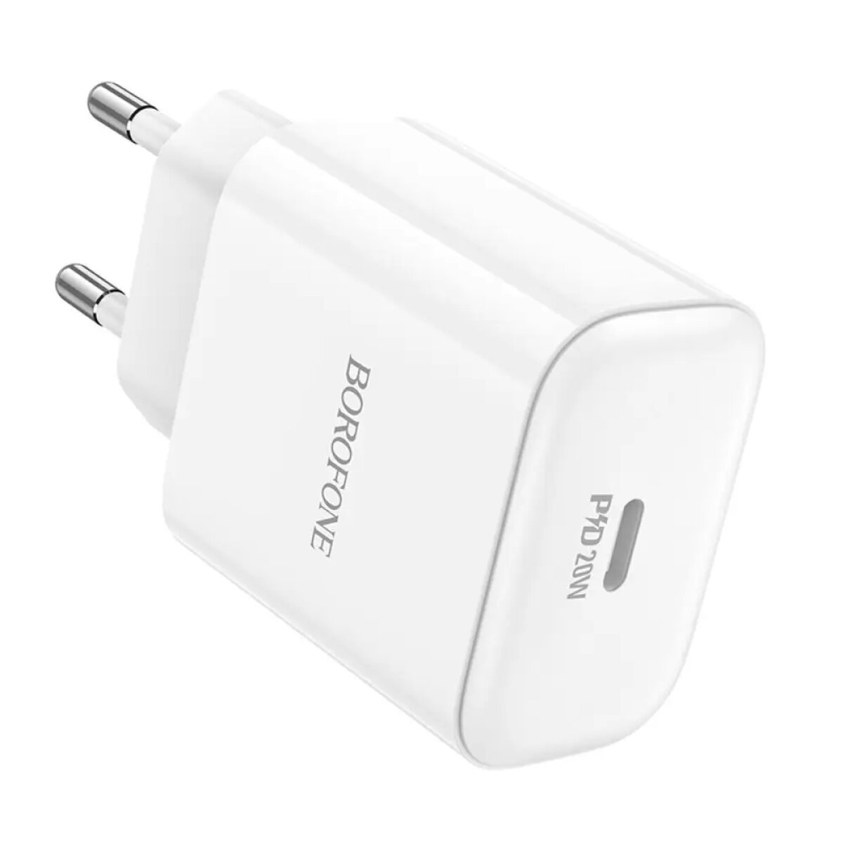 Мережевий зарядний пристрій BOROFONE BA81A single port PD20W charger(EU) White Фотографія №5 Мережевий зарядний пристрій BOROFONE BA81A single port PD20W charger(EU) White на малюнкі №5