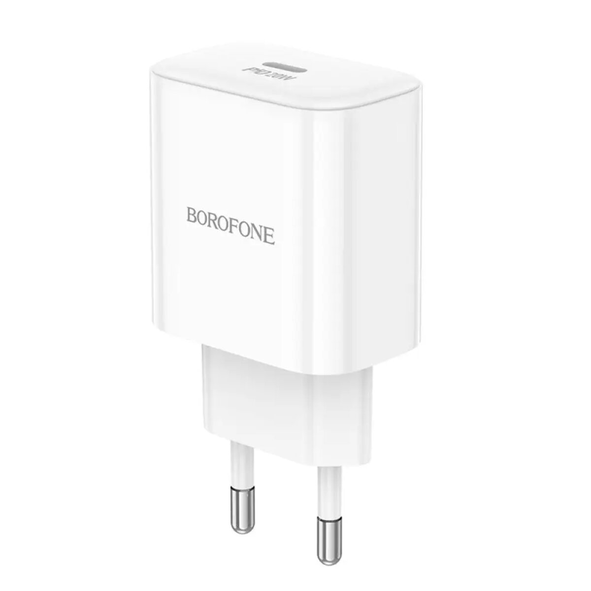 Мережевий зарядний пристрій BOROFONE BA81A single port PD20W charger(EU) White Фотографія №1 Мережевий зарядний пристрій BOROFONE BA81A single port PD20W charger(EU) White на малюнкі №1