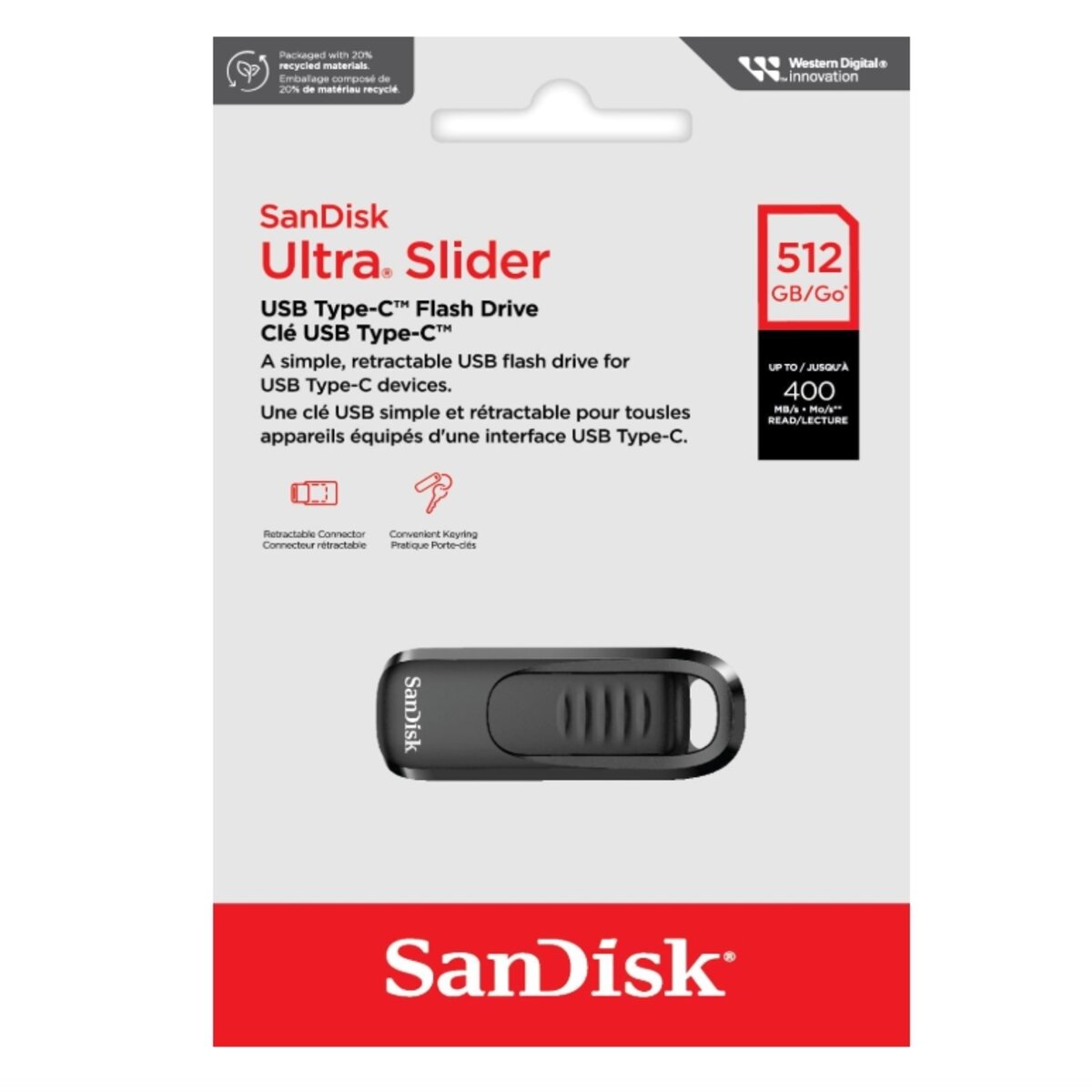 Флеш-накопичувач SanDisk USB 3.2 Gen1 Ultra Slider Type-C 512Gb (400 Mb/s) (SDCZ480-512G-G46) Фото 1 Флеш-накопичувач SanDisk USB 3.2 Gen1 Ultra Slider Type-C 512Gb (400 Mb/s) (SDCZ480-512G-G46) на картинке №1