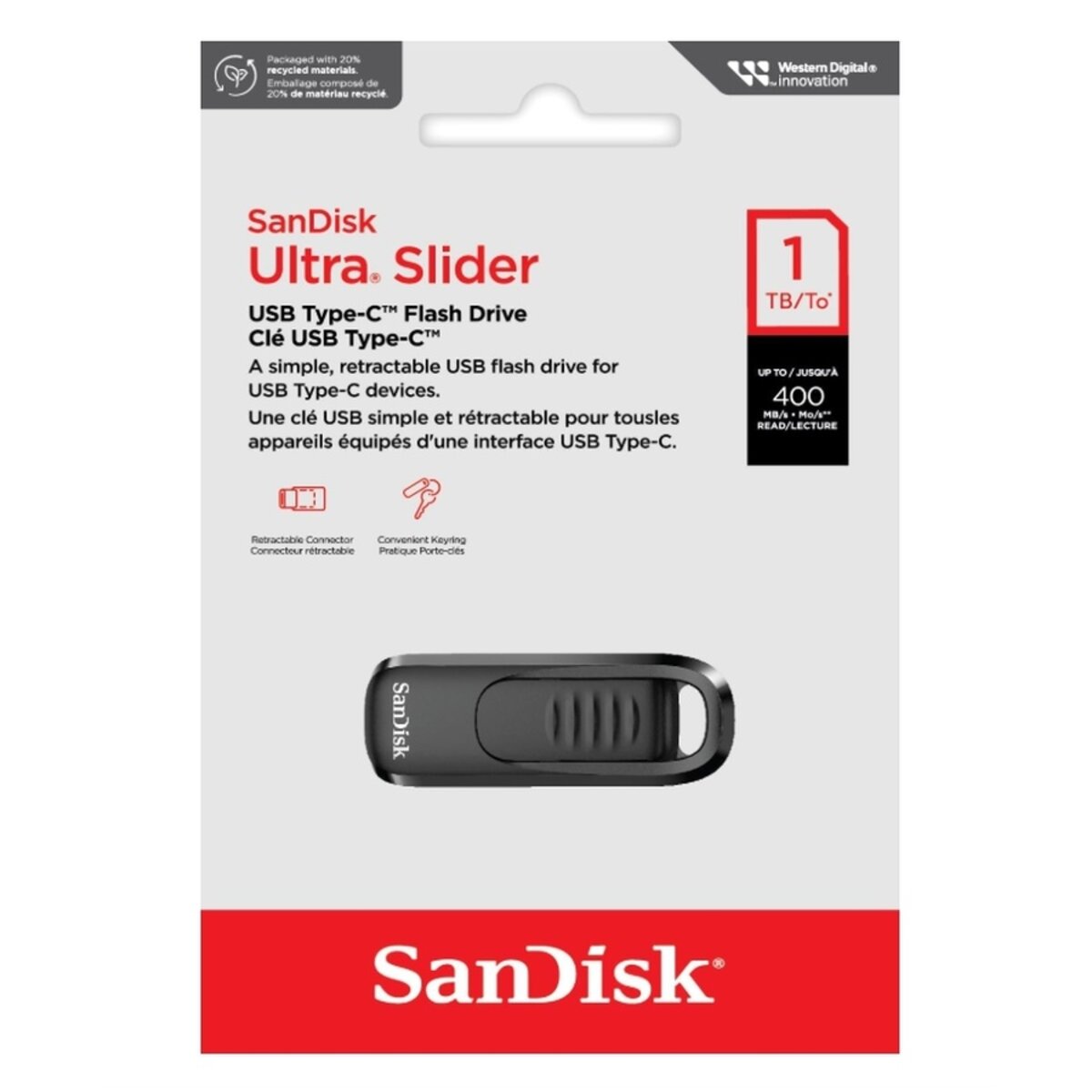 Флеш-накопичувач SanDisk USB 3.2 Gen1 Ultra Slider Type-C 1Tb (400 Mb/s) (SDCZ480-1T00-G46) на картинке №1
