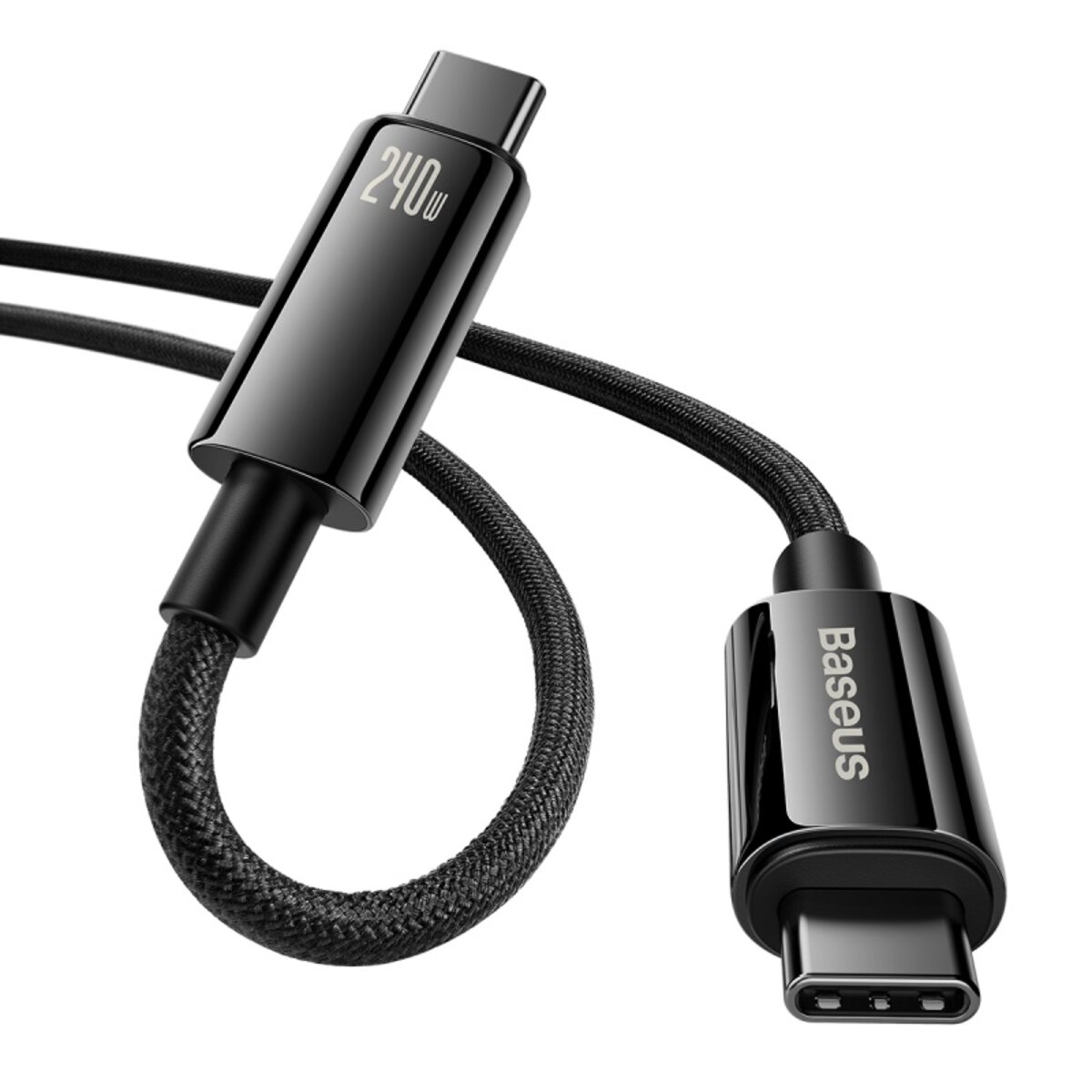 Кабель Baseus Tungsten Gold Fast Charging Data Cable Type-C to Type-C 240W 3m Black Фотографія №4 Кабель Baseus Tungsten Gold Fast Charging Data Cable Type-C to Type-C 240W 3m Black на малюнкі №4