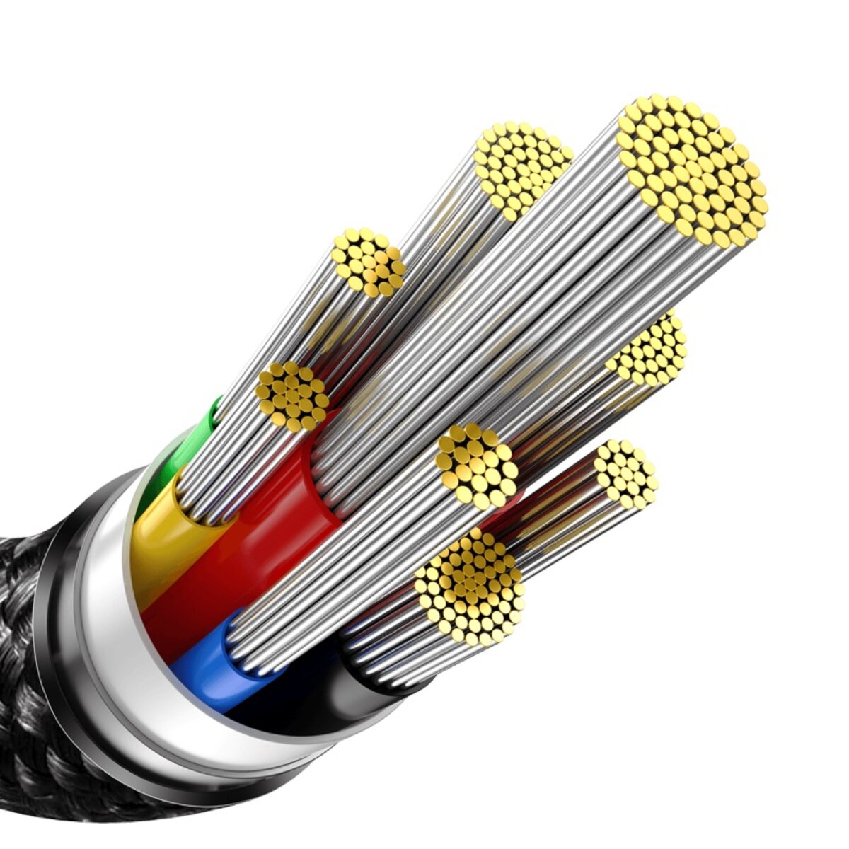 Кабель Baseus Tungsten Gold Fast Charging Data Cable Type-C to Type-C 240W 3m Black Фотографія №7 Кабель Baseus Tungsten Gold Fast Charging Data Cable Type-C to Type-C 240W 3m Black на малюнкі №7