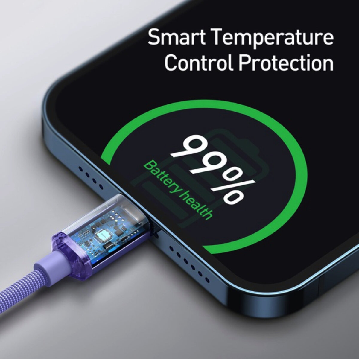 Кабель Baseus Crystal Shine Series Fast Charging Data Cable Type-C to iP 20W 2m Purple (CAJY000305) на картинке №5